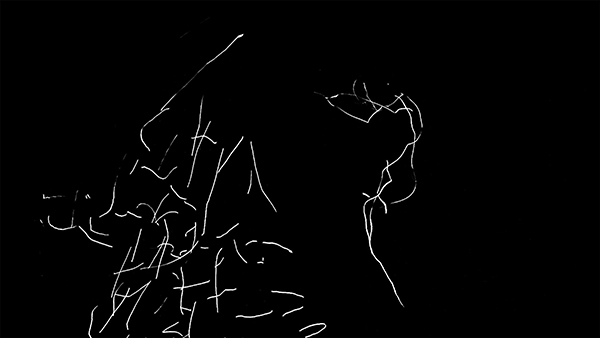 Study #1 still with dancer Jennifer Nikolai and cloth simulation.